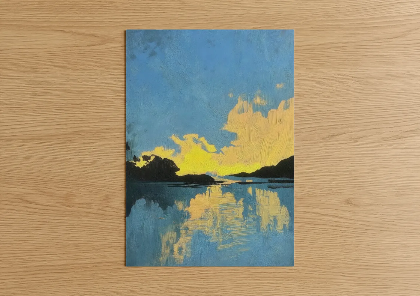 Golden Sunset Reflection Abstract Wall Art