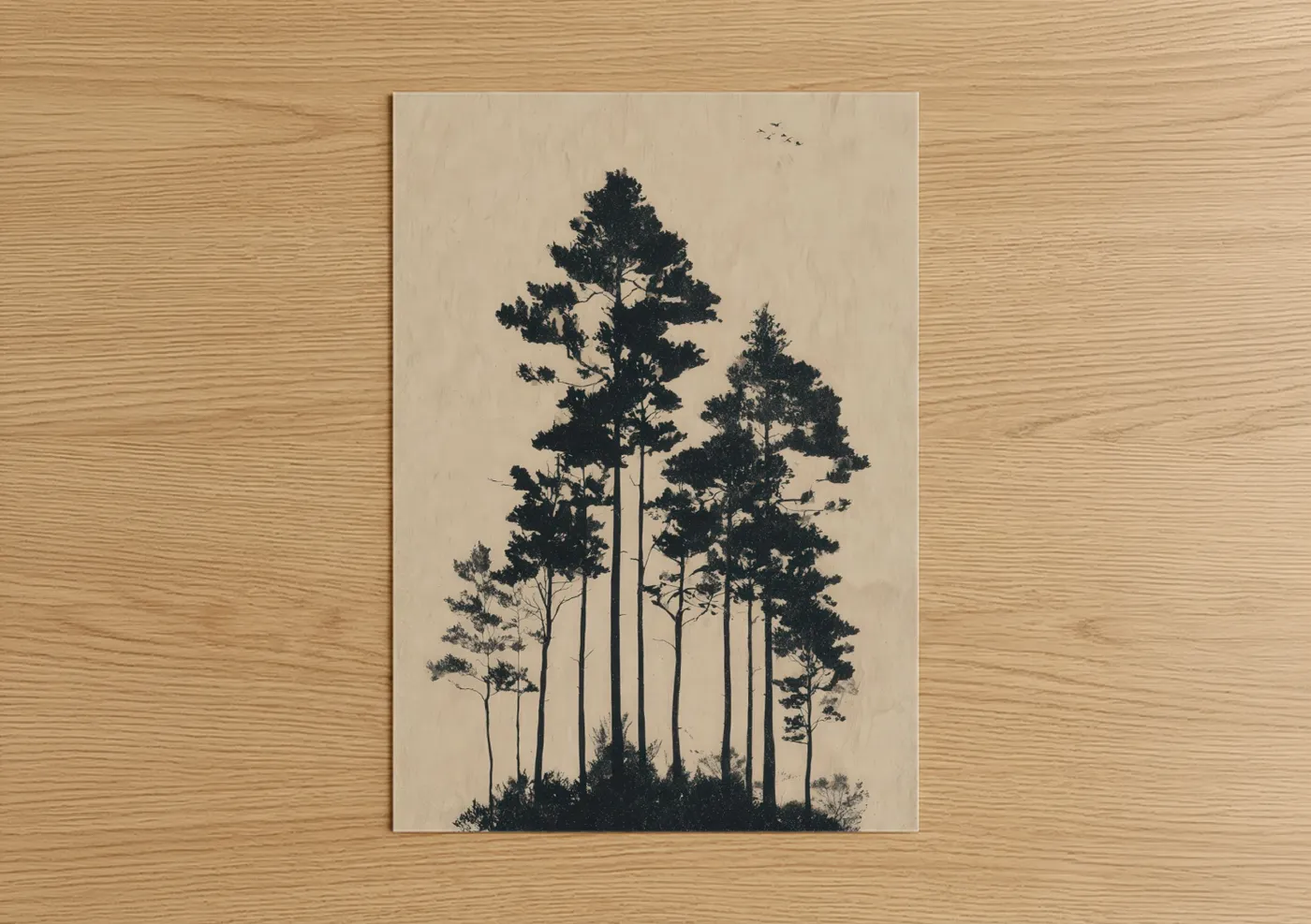 Towering Pine Forest Silhouette Wall Art