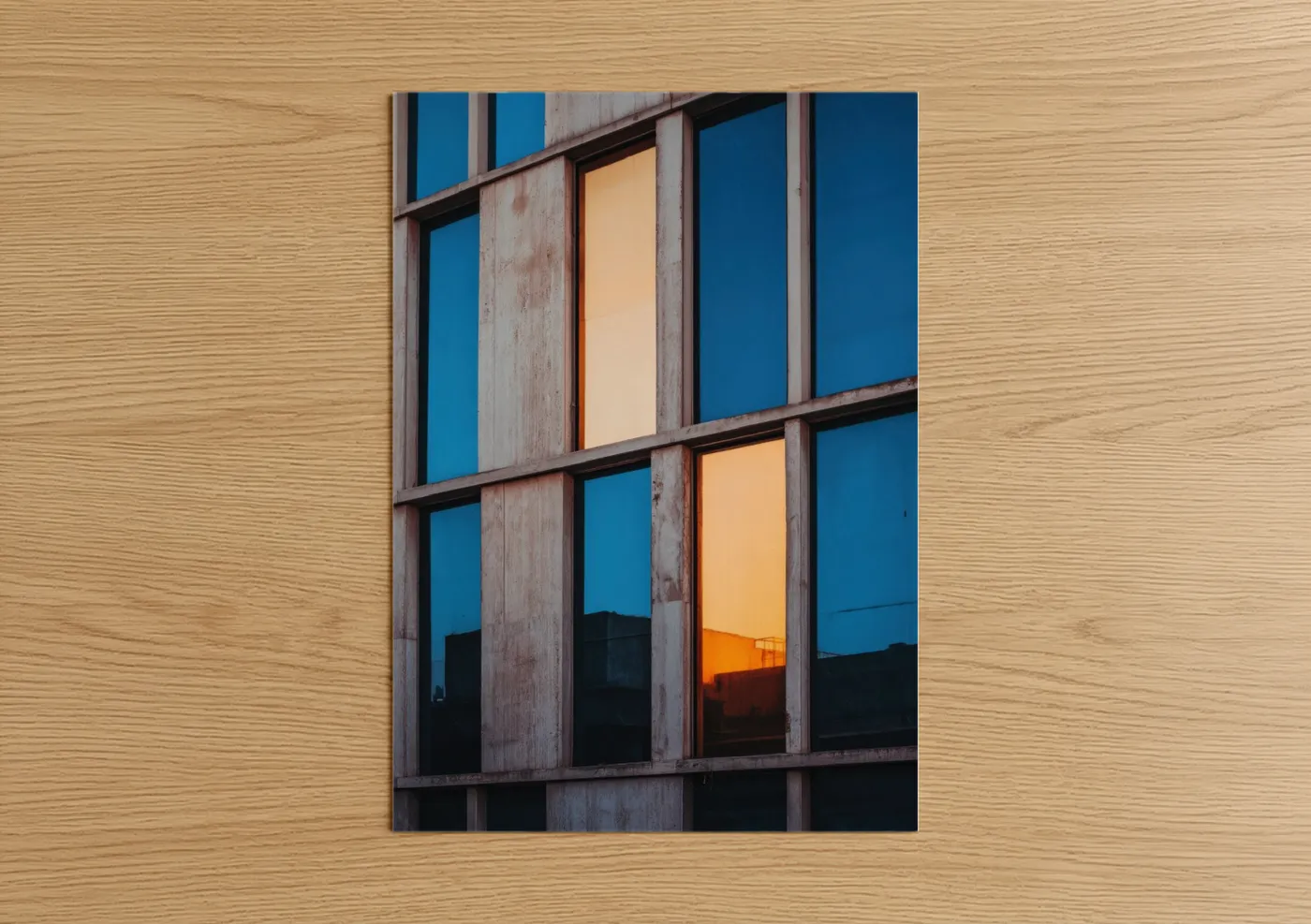 Modern Building Windows Twilight Blue Wall Art
