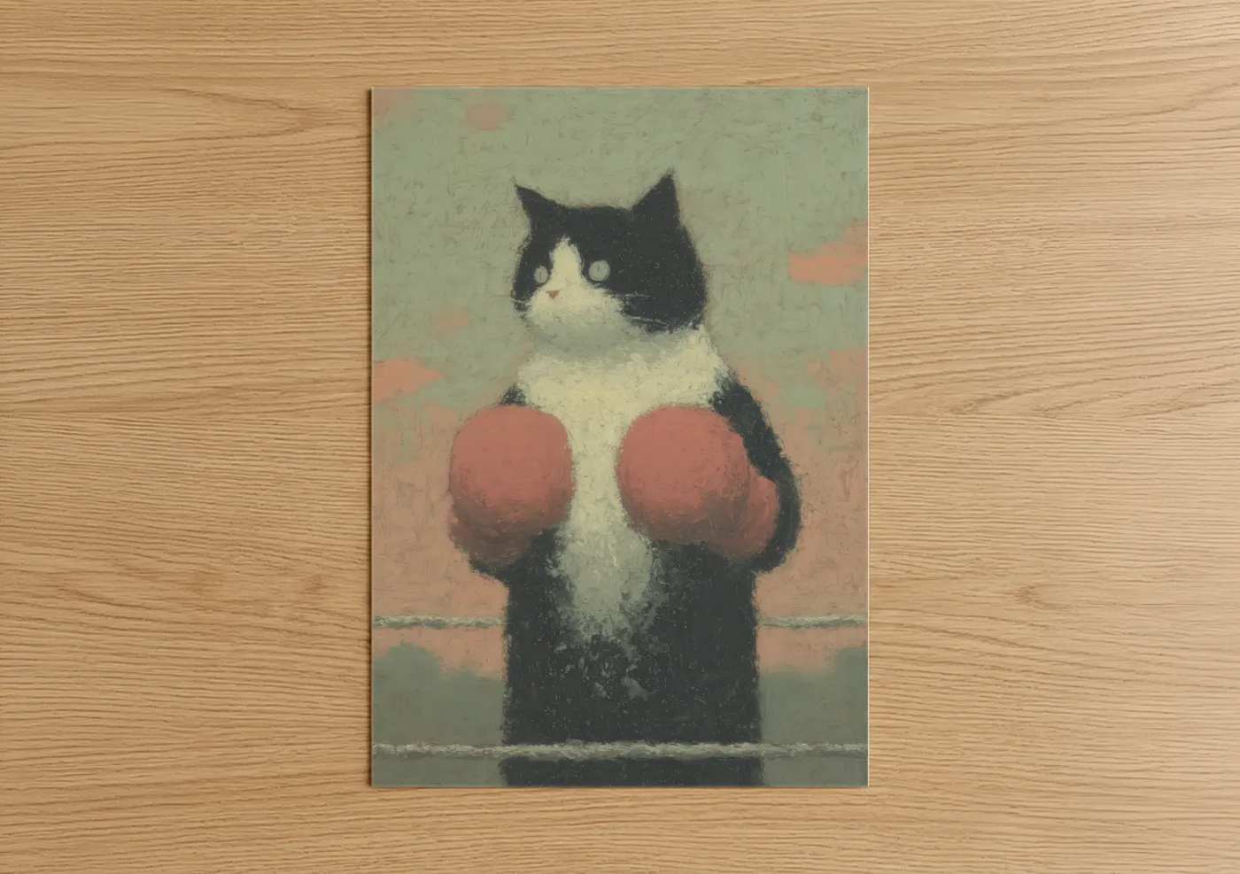 Boxing Cat Stance Humorous Wall Art