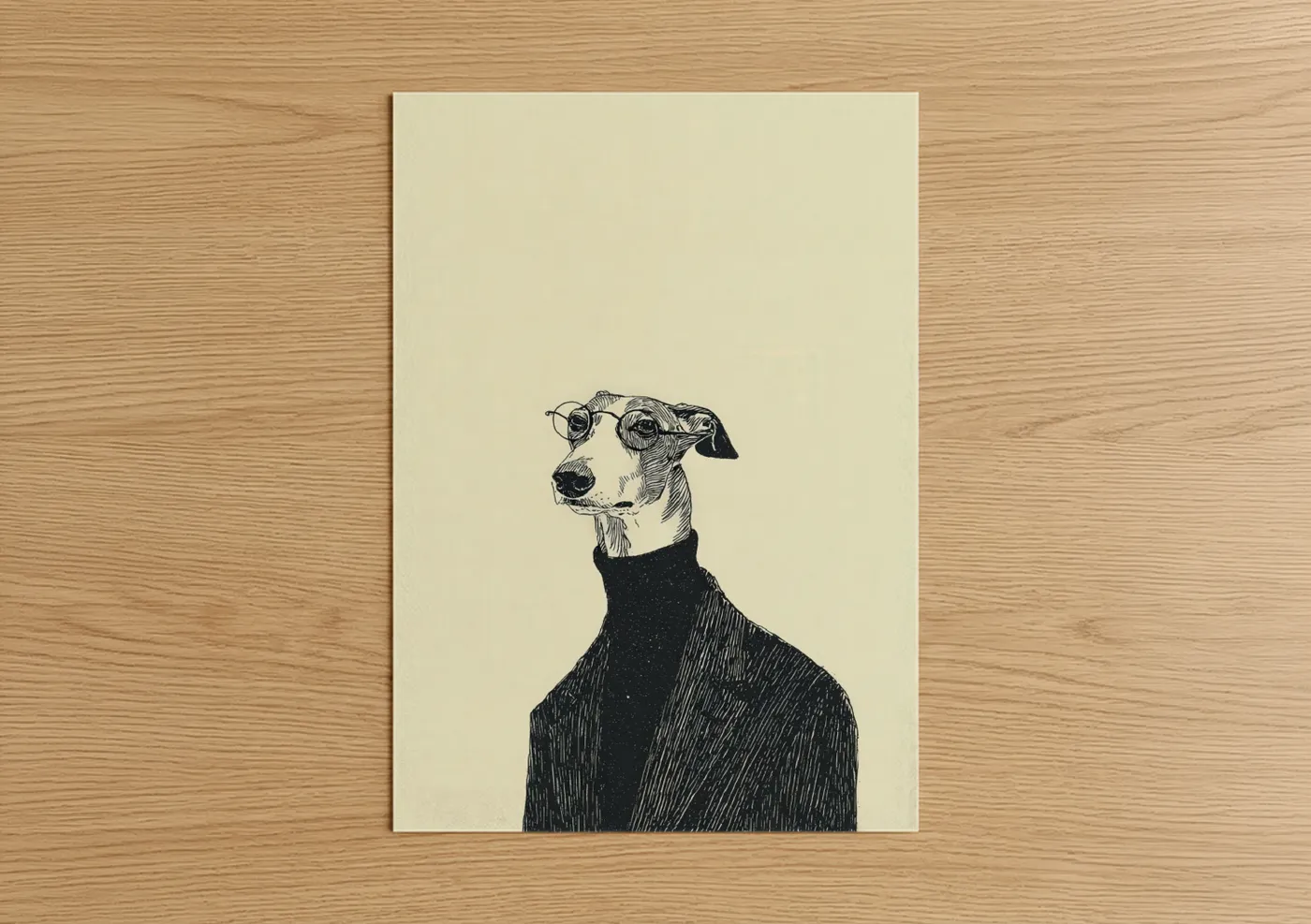 Intellectual Dog Fashion Illustration Wall Art