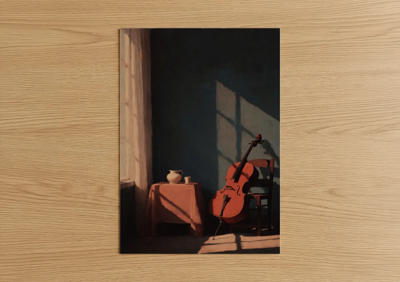 Sunlit Cello Still Life Music Wall Art
