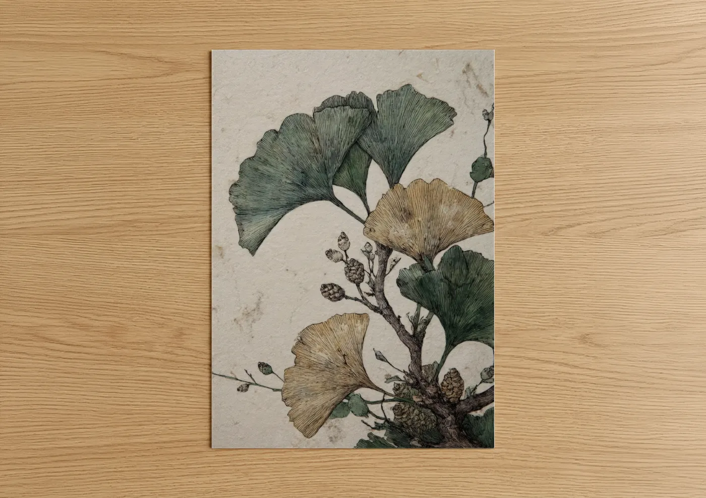 Ginkgo Bonsai Tree Botanical Wall Art