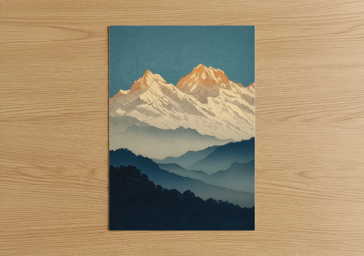 Golden Himalayan Peaks Mountain Landscape Wall Art