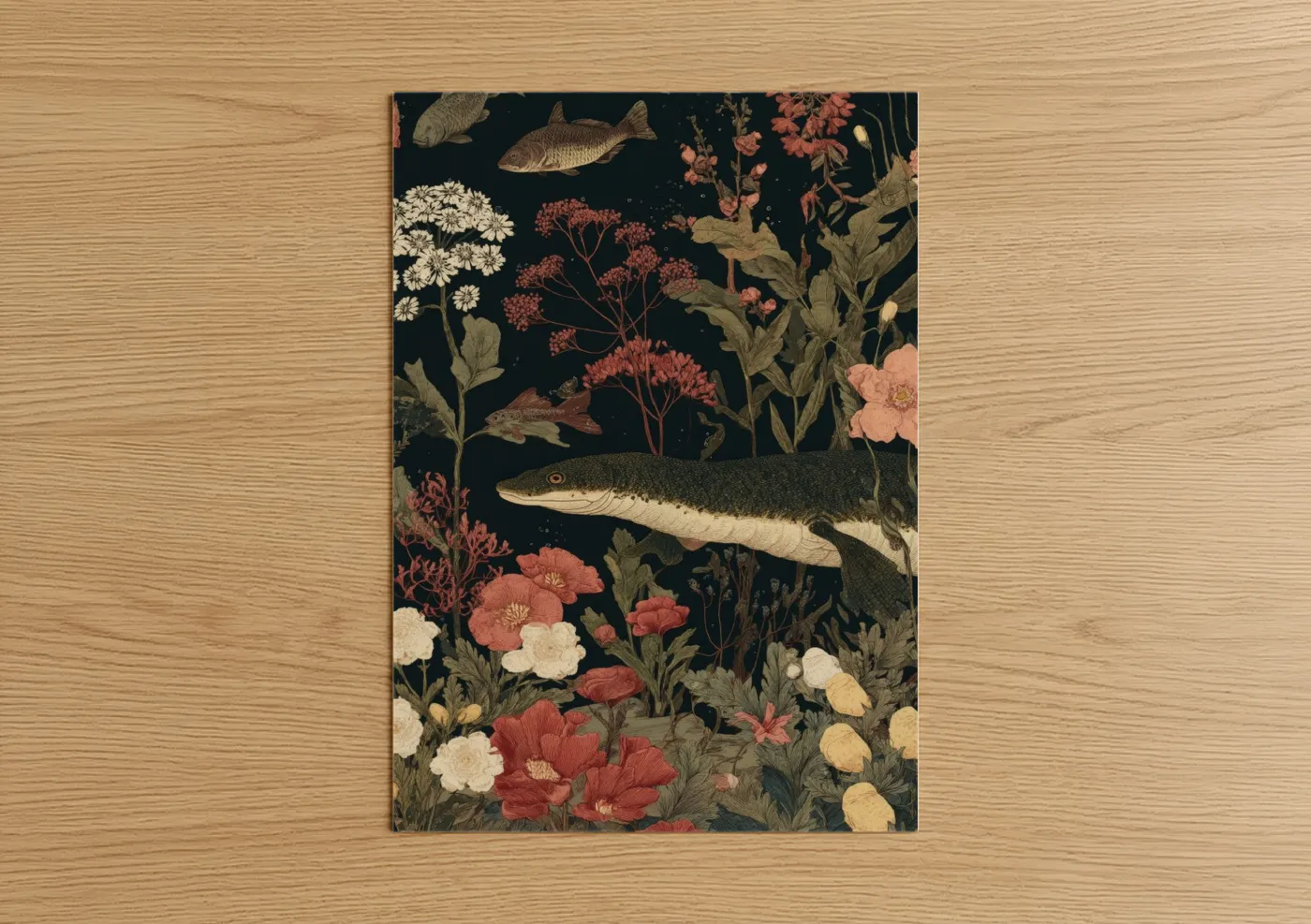 Loch Ness Monster Botanical Garden Illustration Wall Art