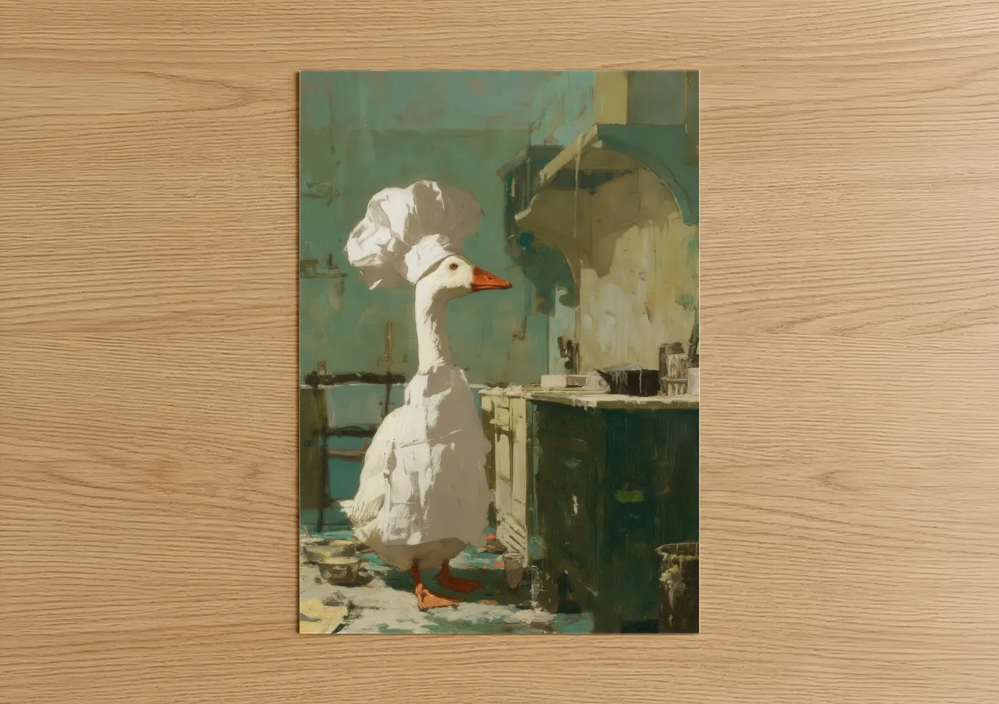 White Goose in Rustic Studio Setting Wall Art