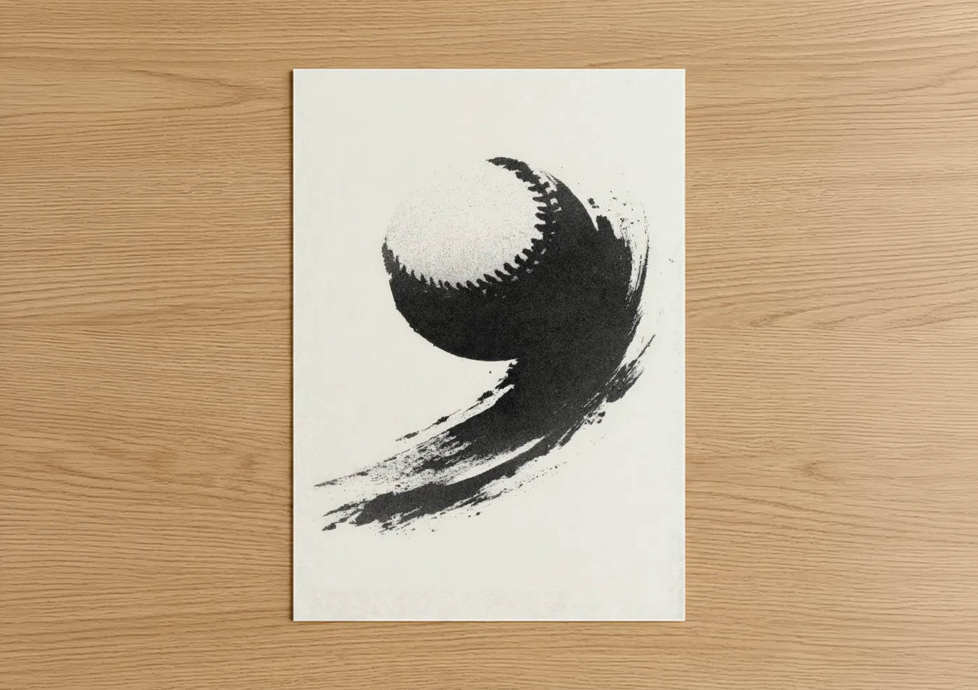Brushstroke Baseball Abstract Wall Art