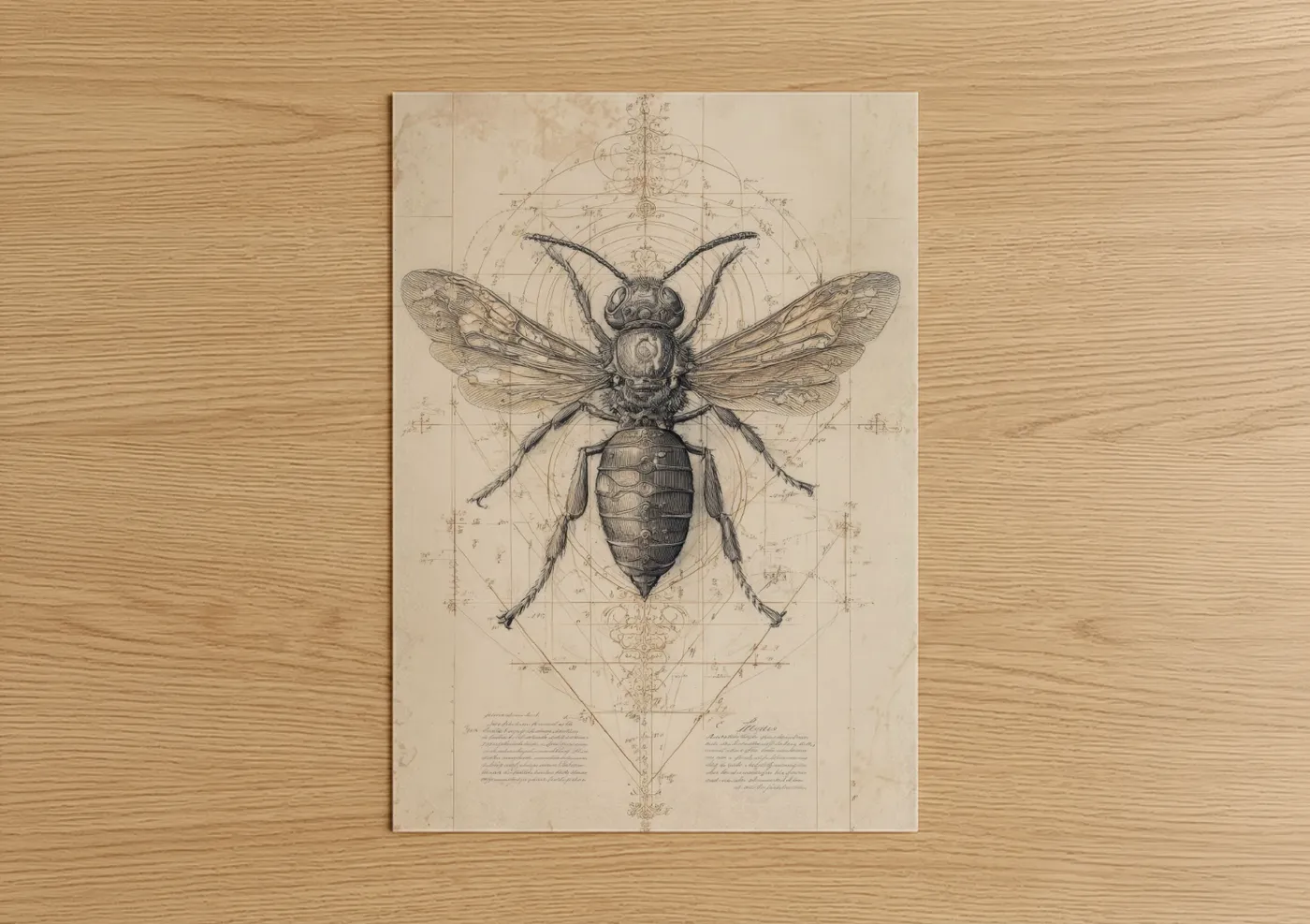 Geometric Wasp Anatomical Technical Wall Art