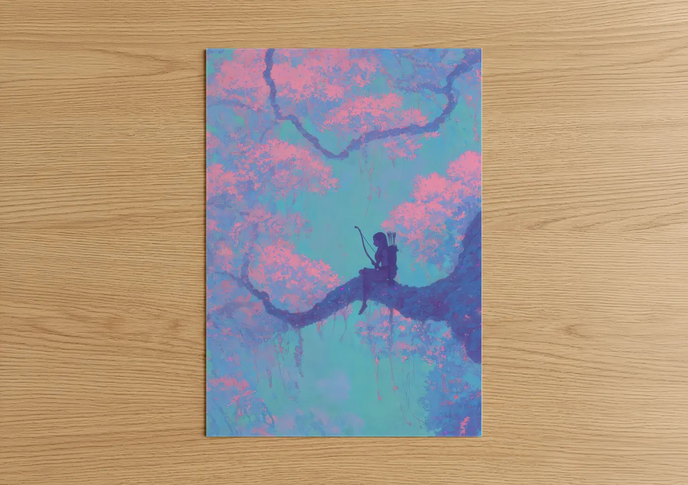 Blooming Archer Digital Art Illustration Wall Art