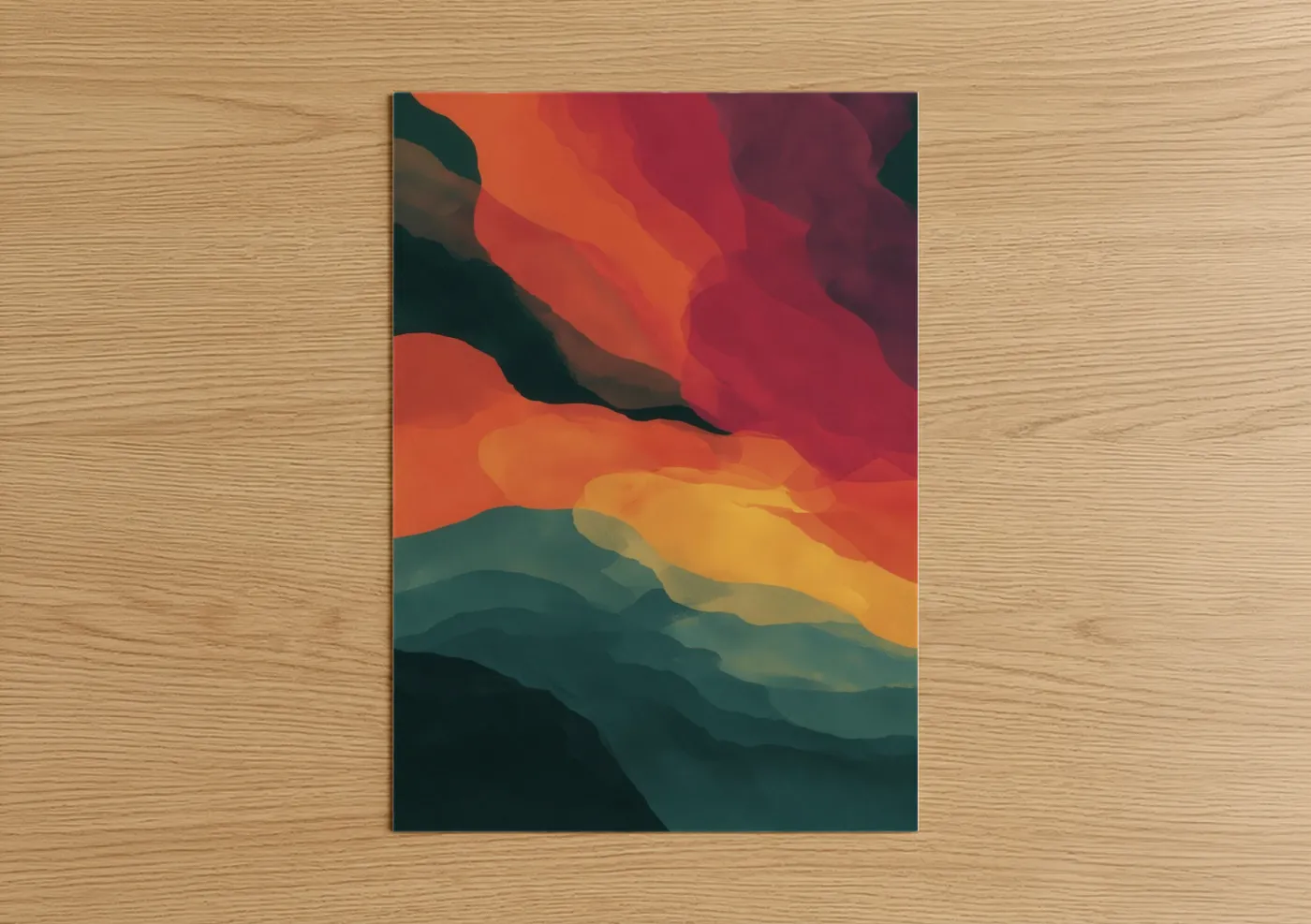 Crimson Rainbow Layers Abstract Wall Art