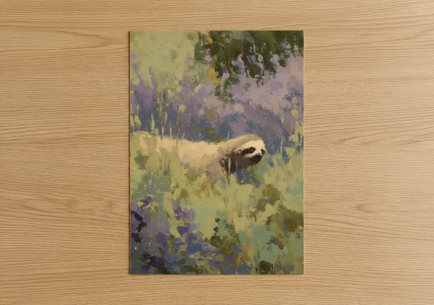 Lavender Sloth Impressionist Wildlife Wall Art