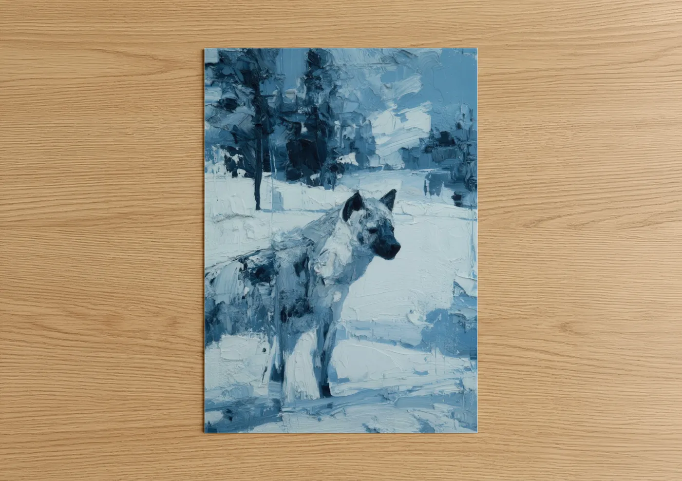 Snowy Hyena Winter Expressionist Wall Art