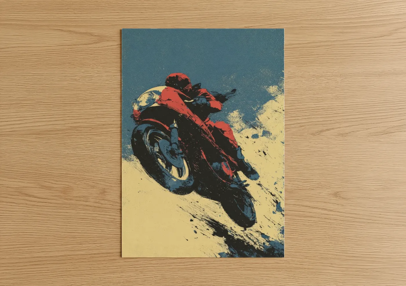 Vintage Motorcycle Red Pop Wall Art