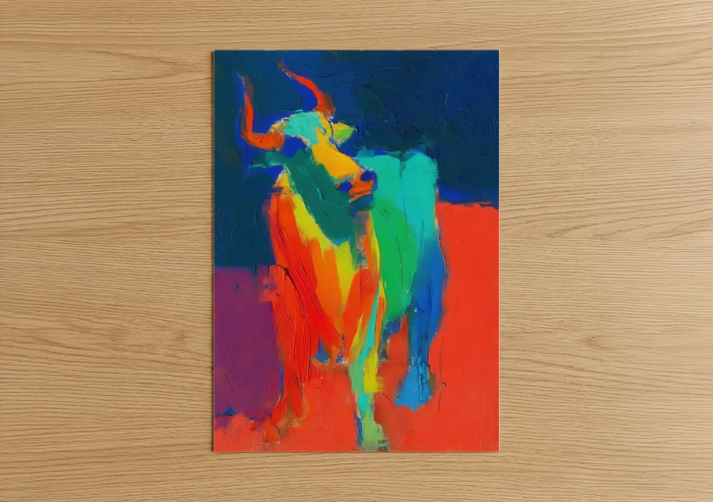 Neon Bull Abstract Expressionism Wall Art