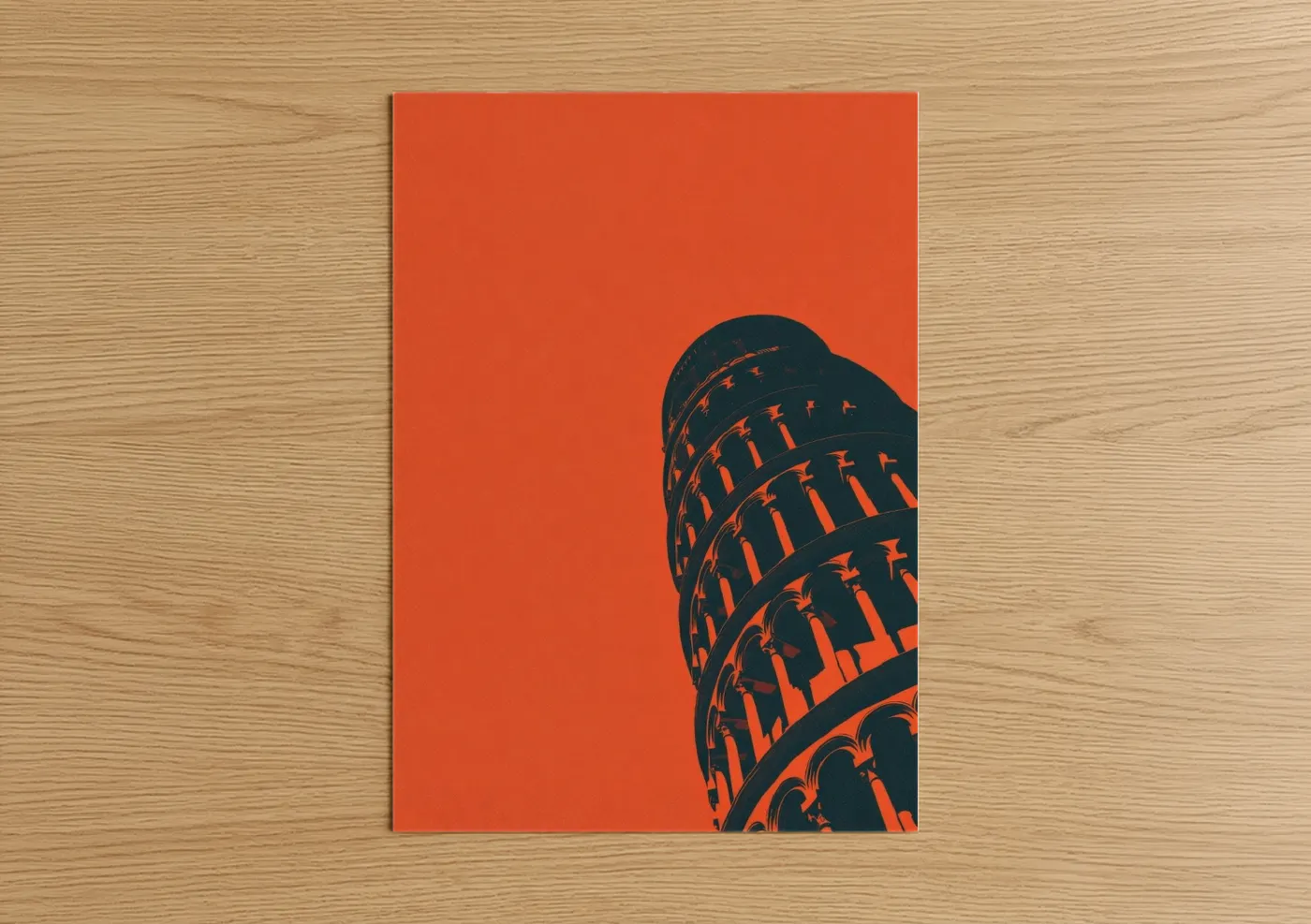 Leaning Tower Pisa Orange Silhouette Wall Art