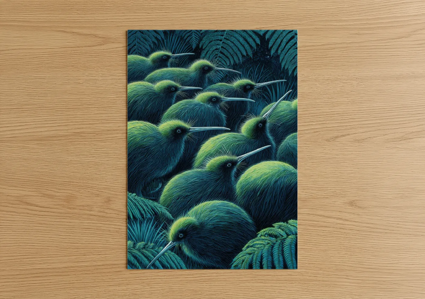 Kiwi Bird Fern Jungle Wildlife Wall Art