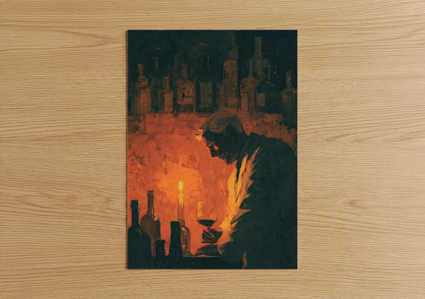 Candlelit Wine Cellar Expressionist Wall Art