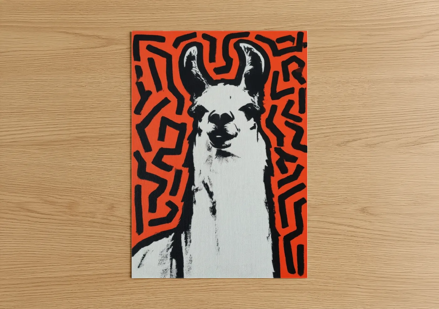 Pop Art Llama Orange Contemporary Wall Art