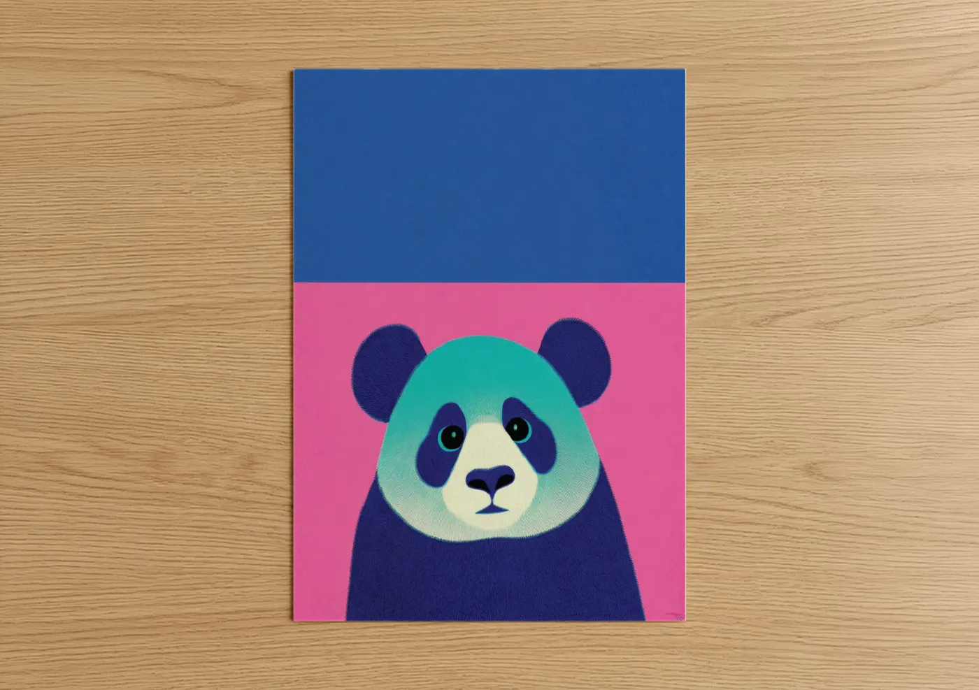 Turquoise Panda Pop Art Illustration Wall Art