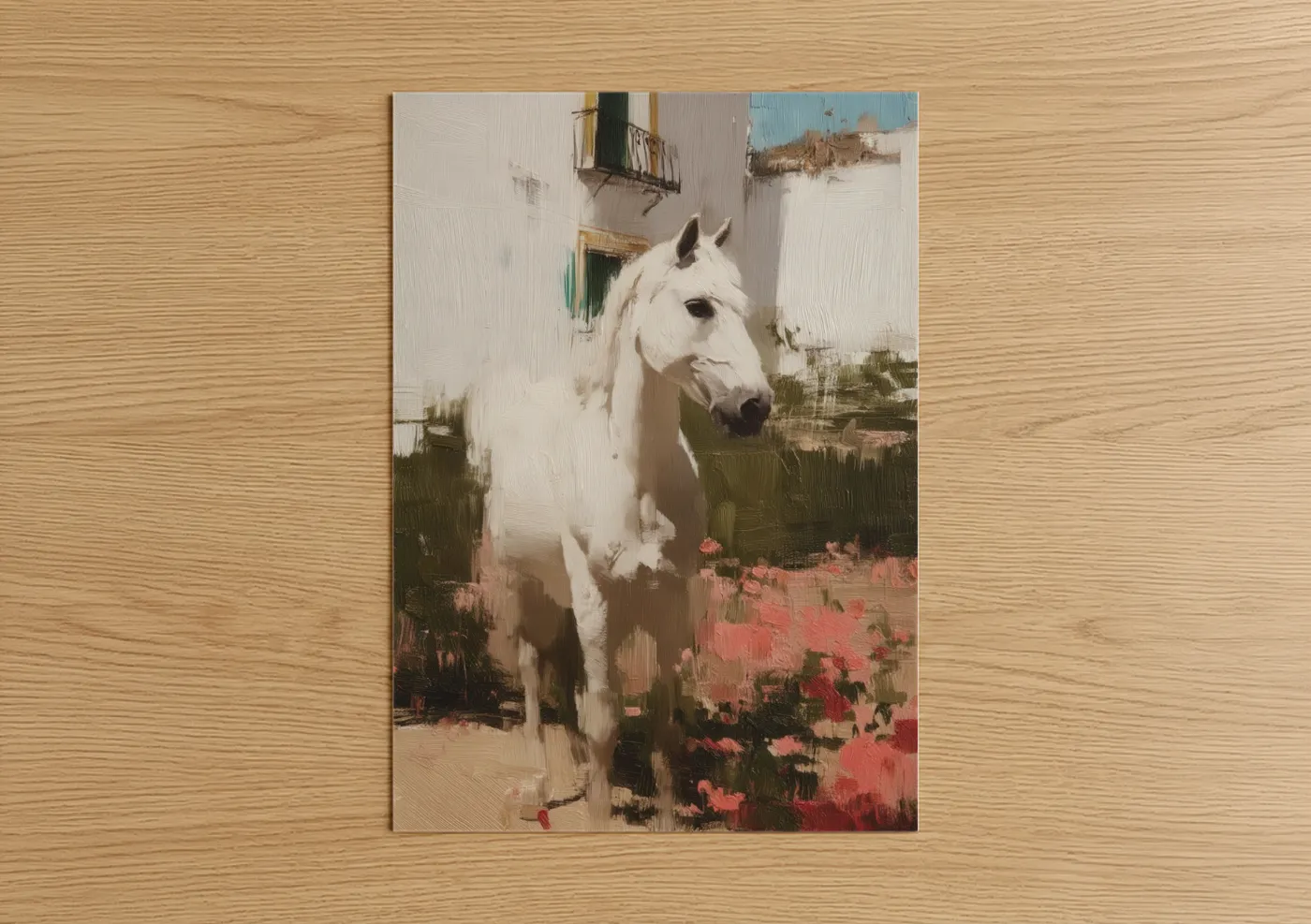 White Andalusian Horse Garden Portrait Wall Art