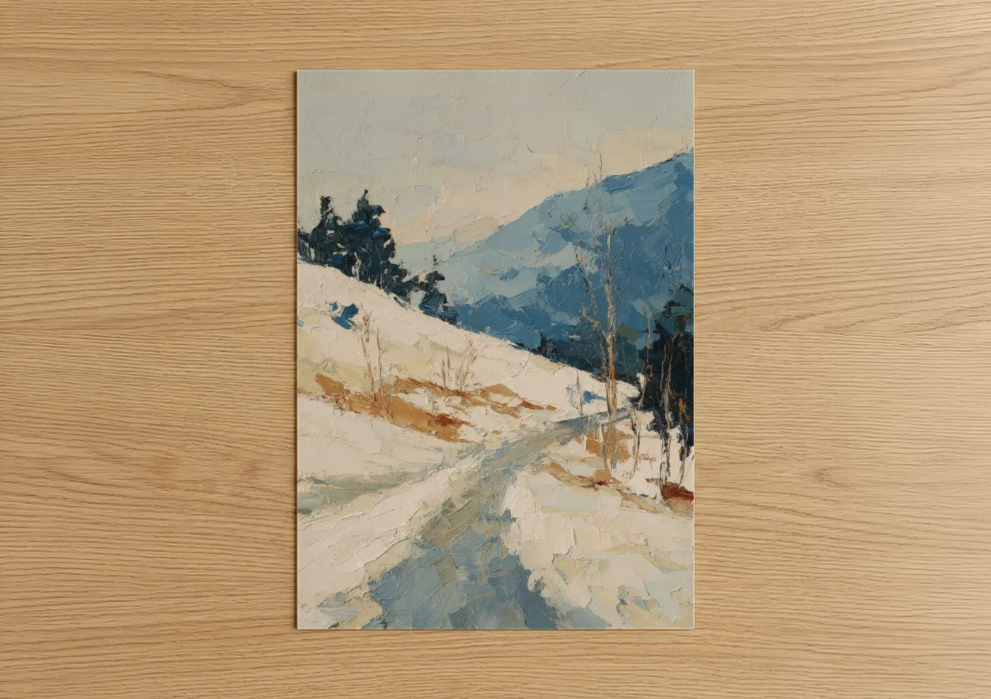 Alpine Winter Landscape with Snowy Mountains Wall Art