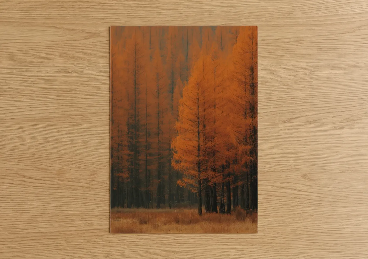 Autumn Forest Mist Golden Trees Wall Art