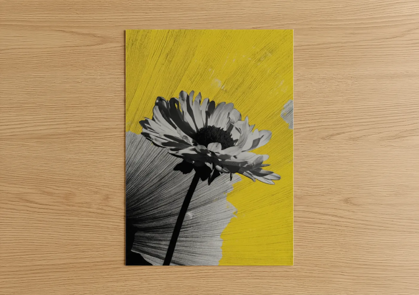 Abstract Daisy Yellow Black White Wall Art