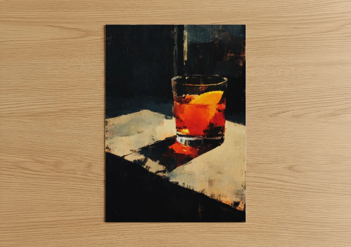 Amber Cocktail with Ice Painting Wall Art