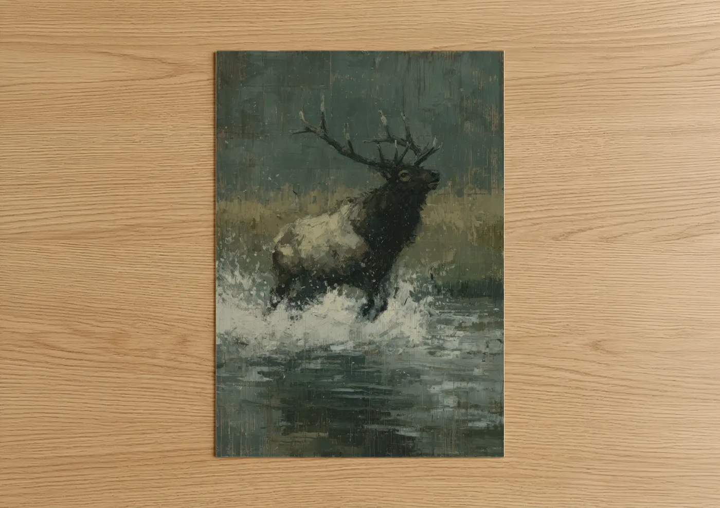 Snowy Elk Wildlife Winter Wall Art