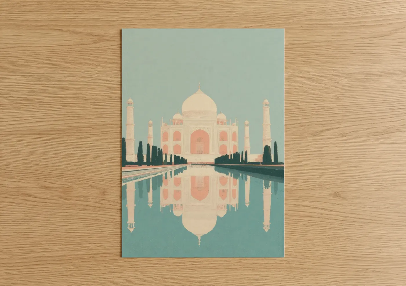 Taj Mahal Reflection Watercolor Wall Art