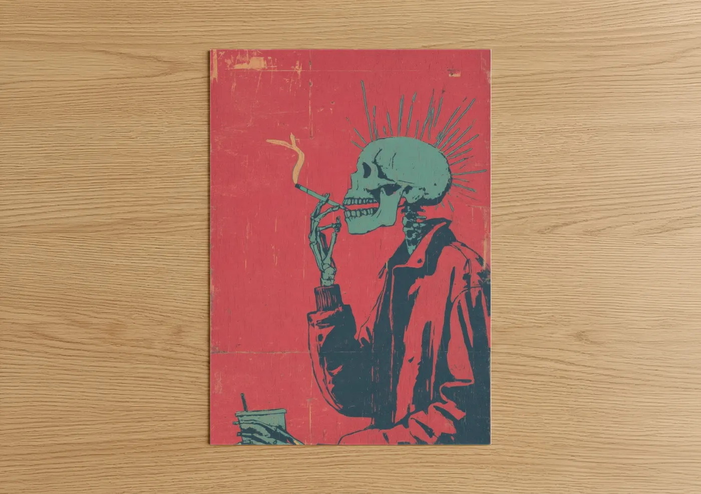 Skeleton Smoker Pop Art Skull Cigarette Wall Art