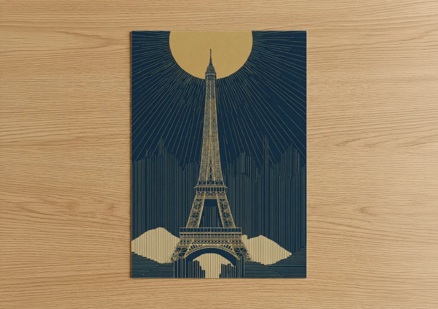 Golden Eiffel Tower Art Deco Print Wall Art