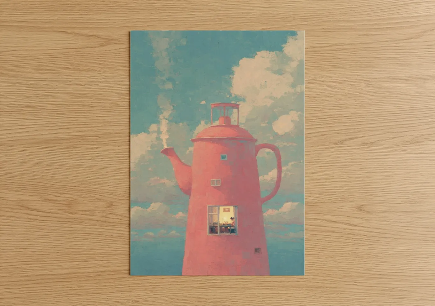 Pink Lighthouse Surreal Wall Art
