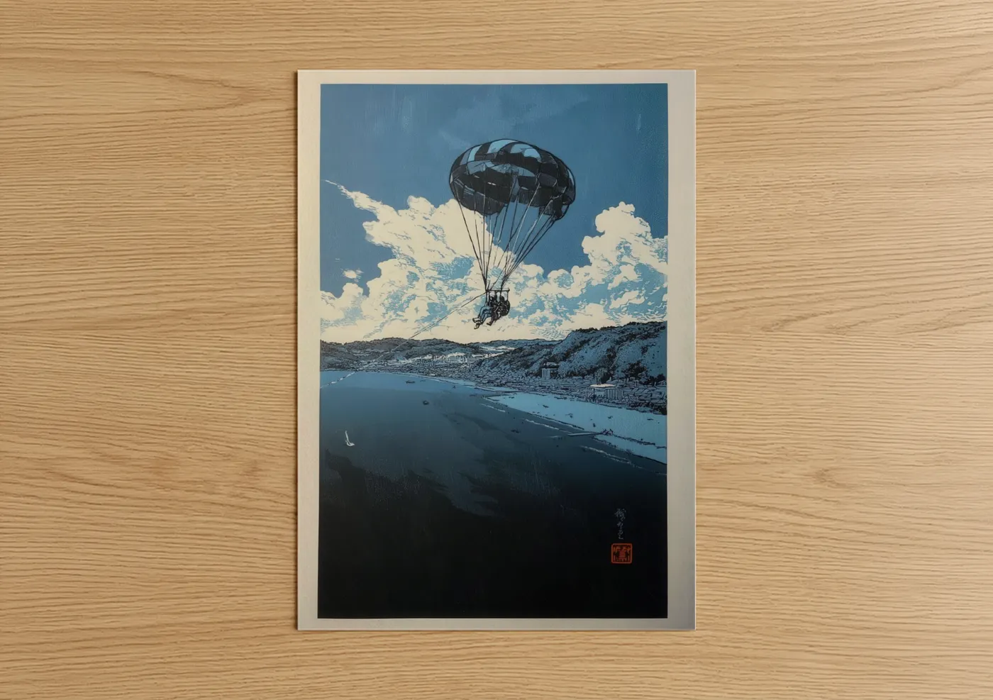 Parasailing Over Coastal Bay Water Wall Art