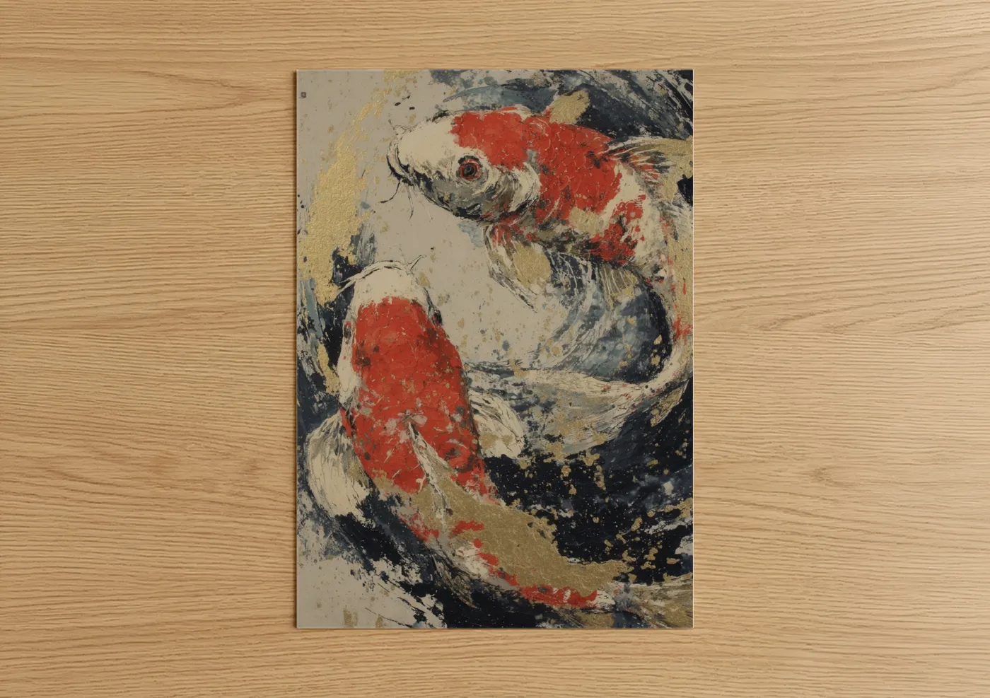 Red Koi Fish Abstract Watercolor Wall Art