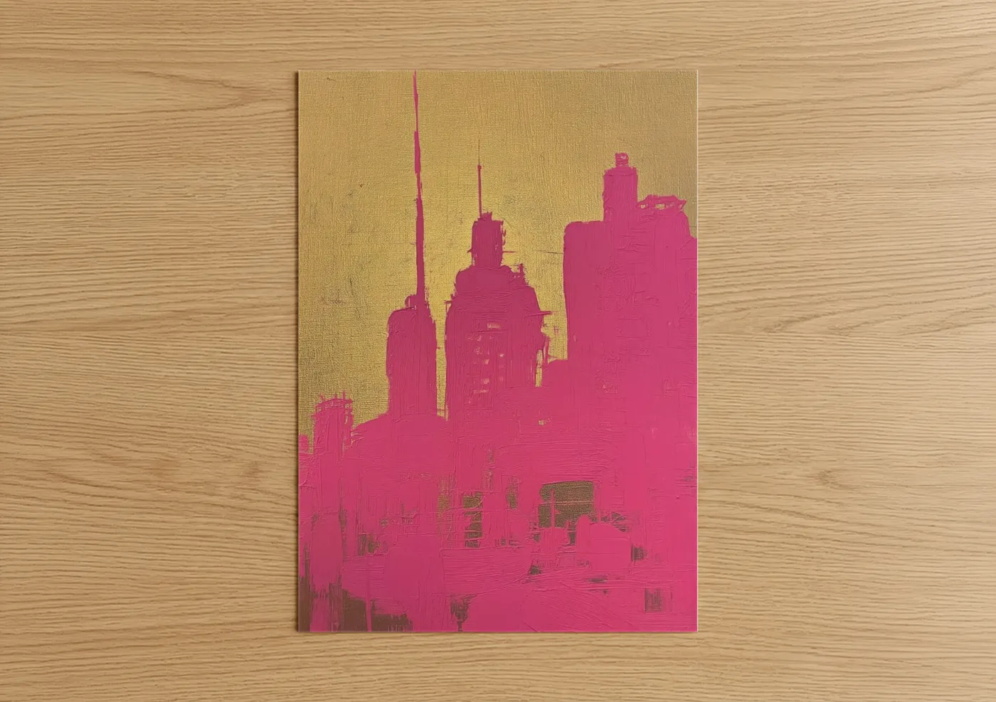 Magenta Skyline Abstract Architecture Wall Art