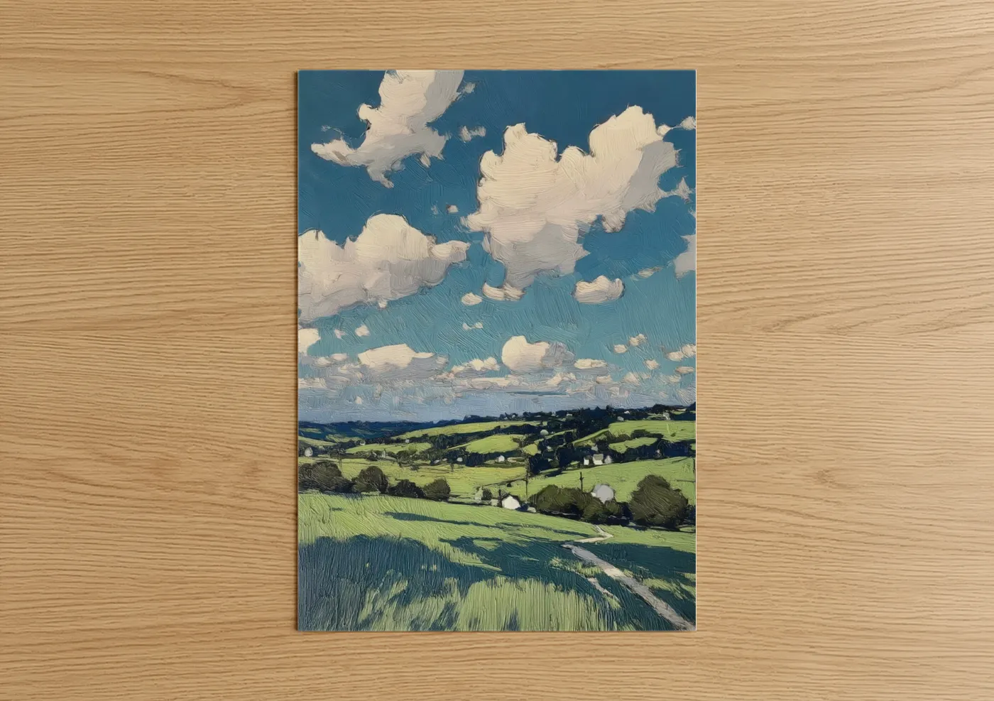 Summer Valley Landscape Oil Painting Wall Art