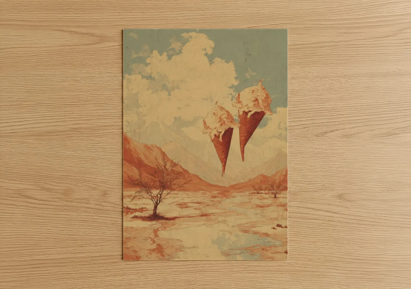 Surreal Desert Ice Cream Fantasy Wall Art