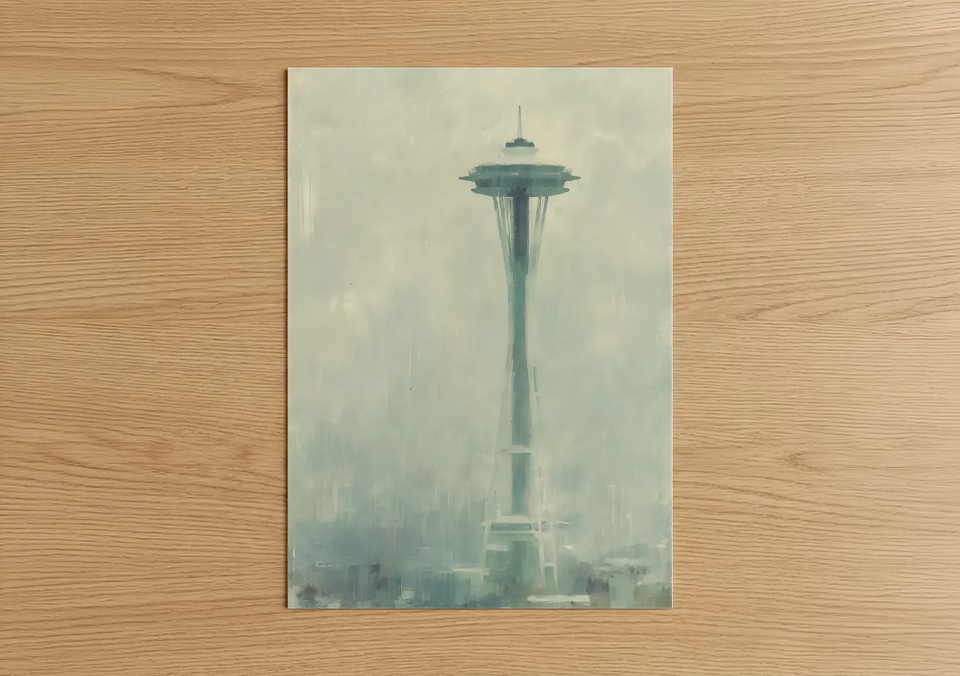 Space Needle Seattle Misty Architectural Wall Art