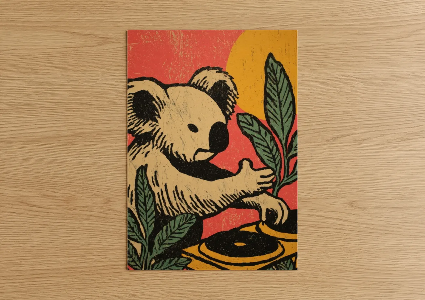 Cheerful Koala Eucalyptus Leaf Wall Art