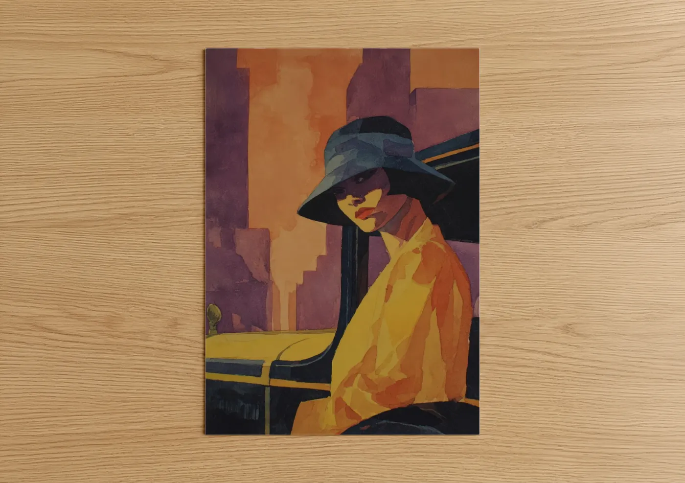 Vintage Urban Taxi Cab Art Deco Wall Art