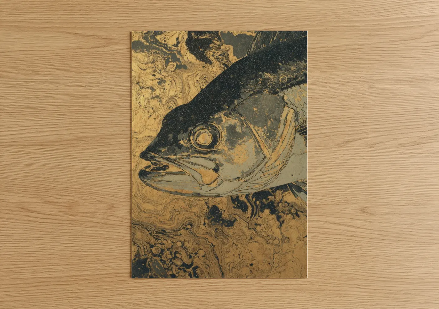 Golden Wahoo Fish Abstract Wall Art