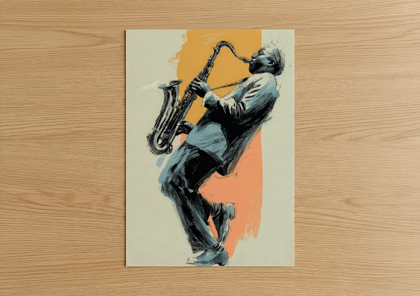 Jazz Saxophonist Musician Illustration Wall Art