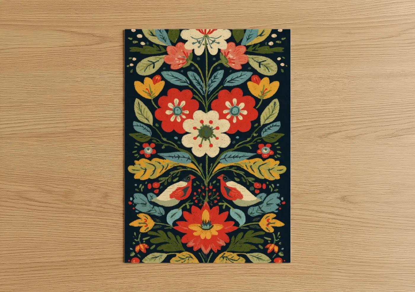 Folklore Orchid Floral Folk Wall Art