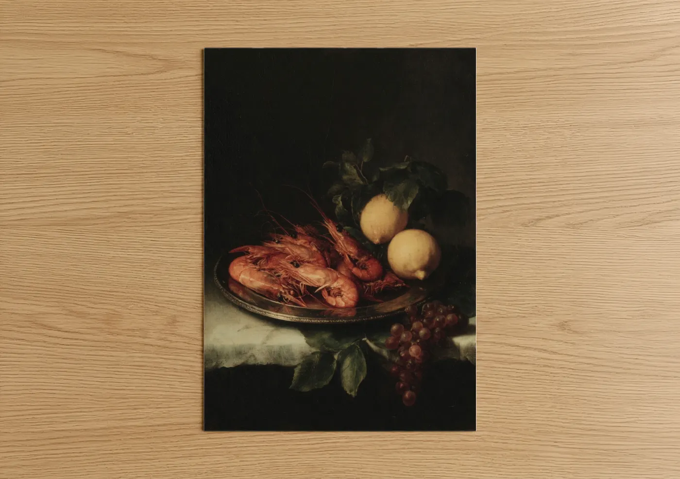 Classical Still Life with Shrimp and Fruit Wall Art