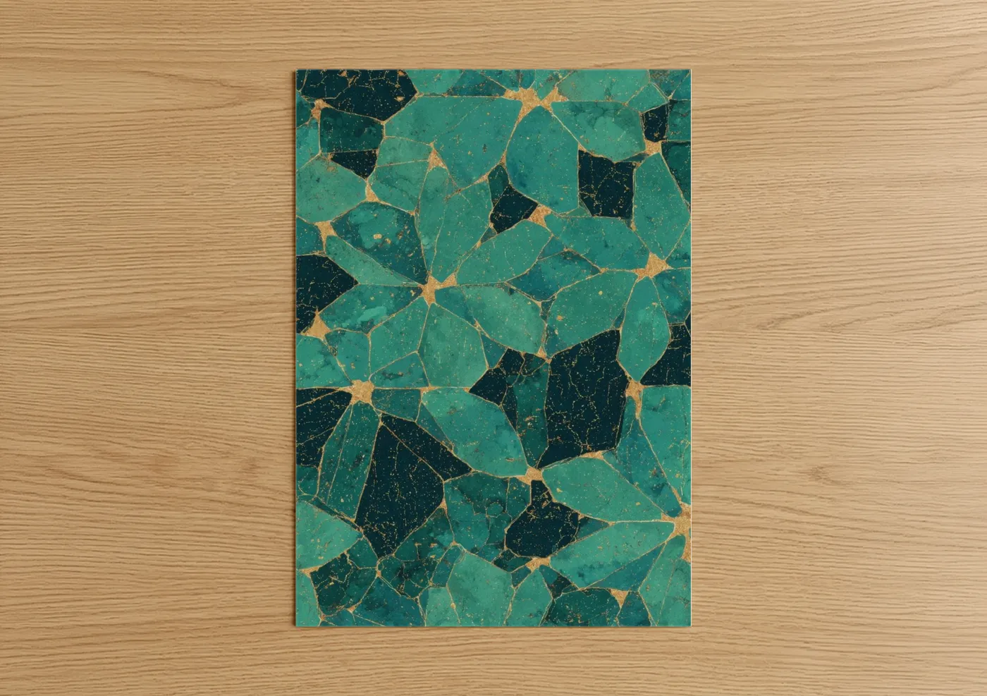 Geometric Islamic Pattern Teal Gold Wall Art