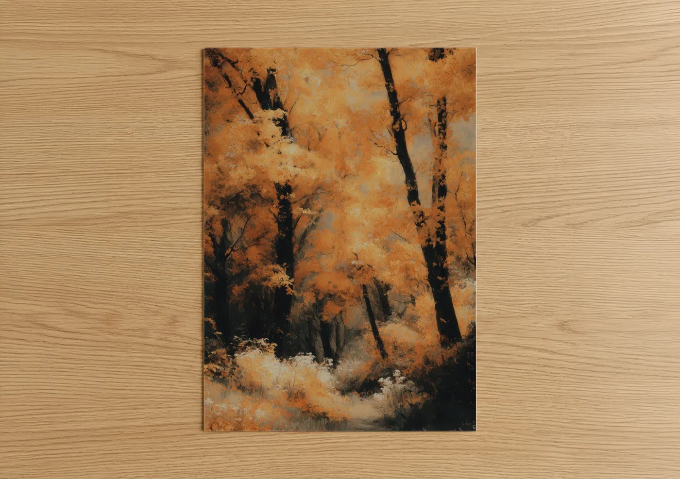 Golden Maple Forest Autumn Landscape Wall Art