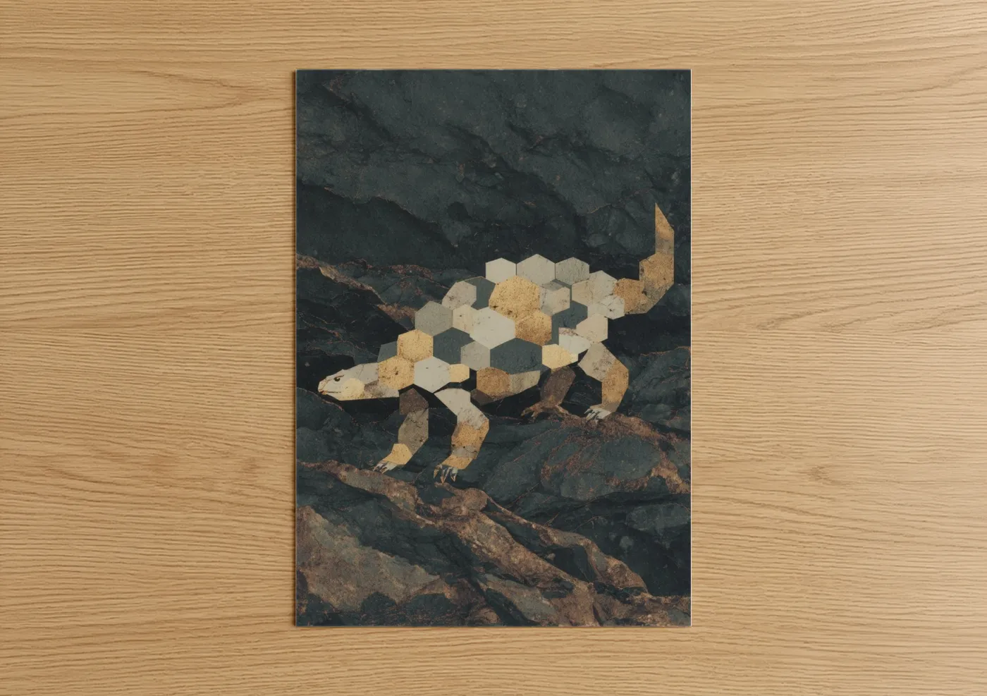 Armored Dinosaur Geometric Wall Art