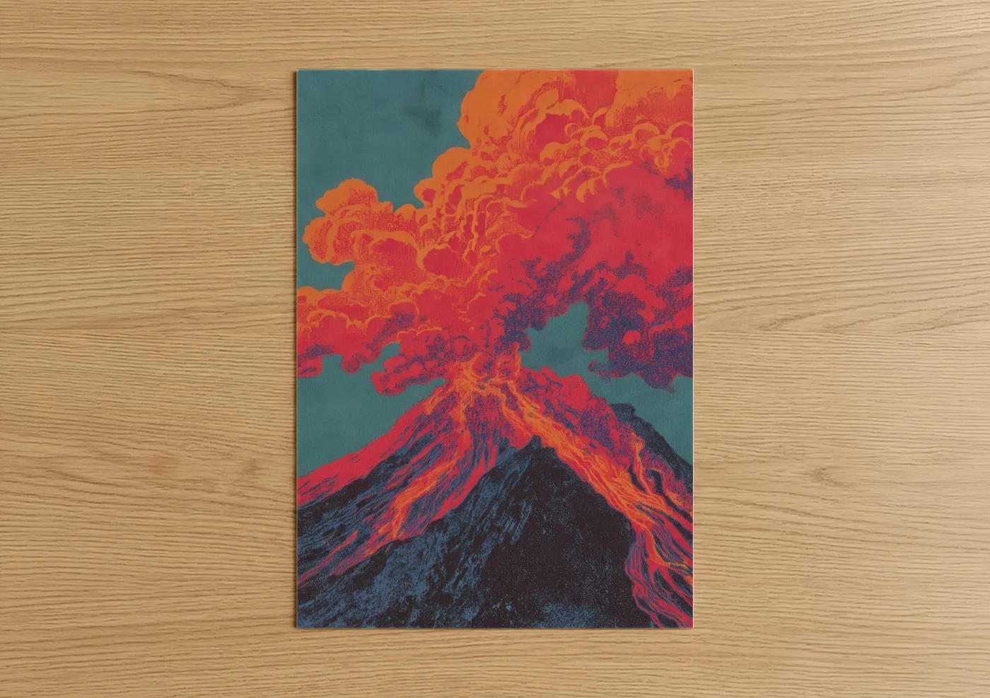 Erupting Volcano Pop Art Print Wall Art