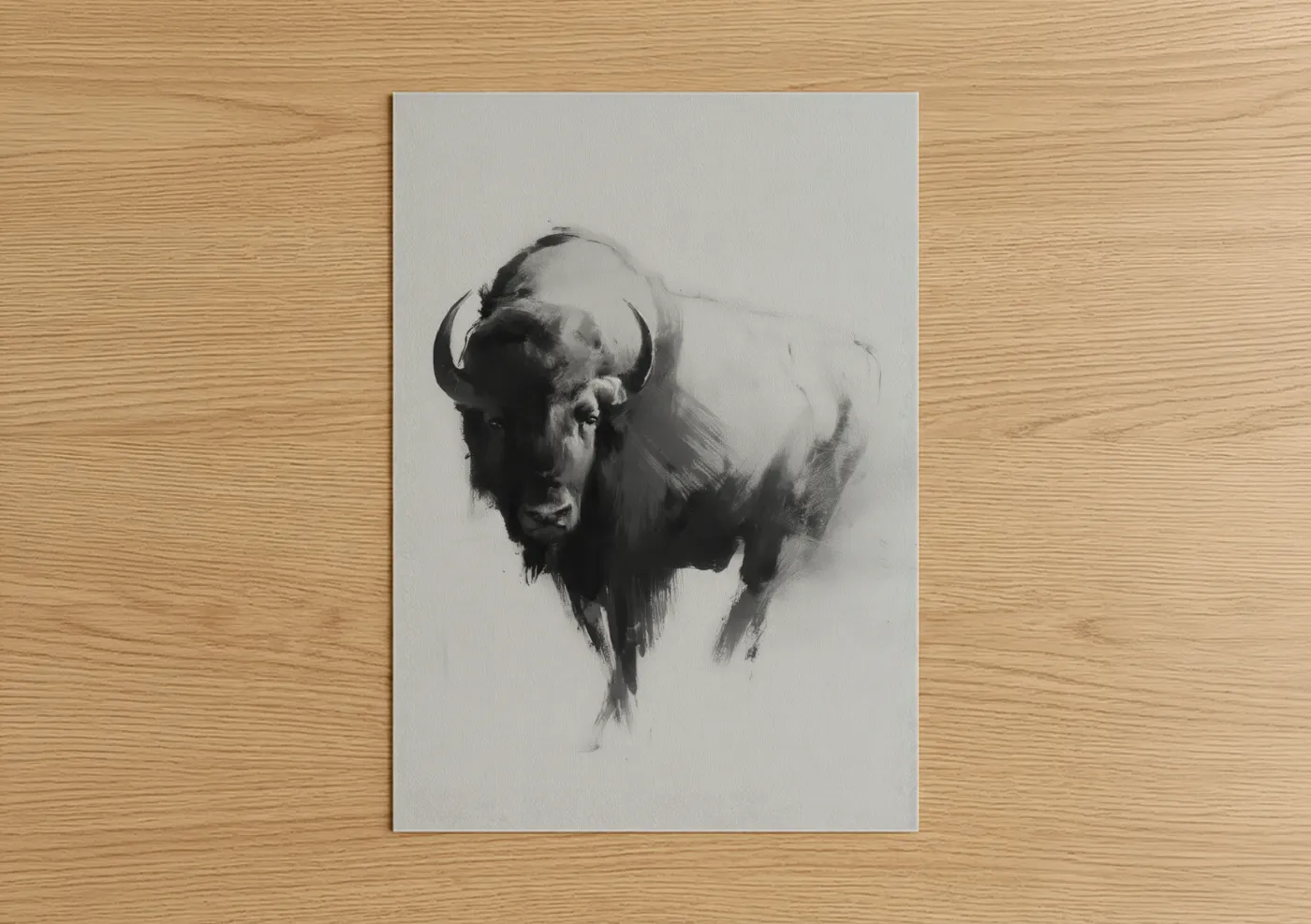Majestic Bison Monochrome Wildlife Wall Art